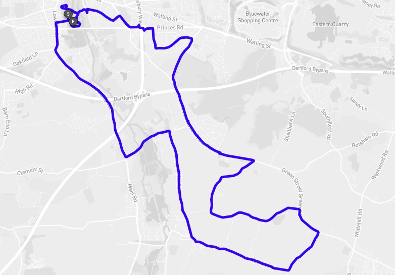 The Dartford Half Marathon Route Map 